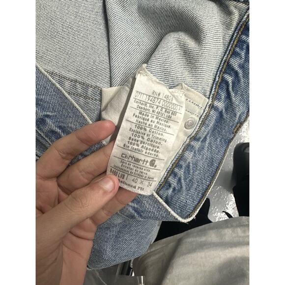 Vintage Carhartt Relaxed Fit B460 DVB Men’s Blue Denim Jeans 40X34 Stonewashed - Picture 4 of 8